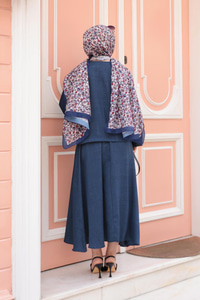 Yandan Bağlamalı Etekli Takım Lacivert