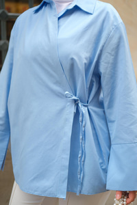 Yandan Bağlamalı Gömlek Bebe Mavi