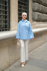 Yandan Bağlamalı Gömlek Bebe Mavi