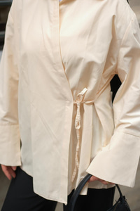 Yandan Bağlamalı Gömlek Bej