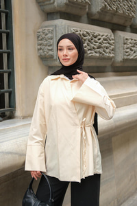 Yandan Bağlamalı Gömlek Bej