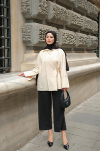 Yandan Bağlamalı Gömlek Bej