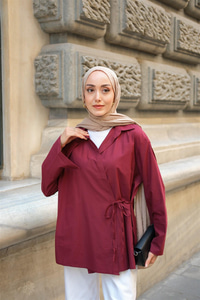 Yandan Bağlamalı Gömlek Bordo