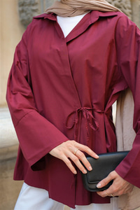 Yandan Bağlamalı Gömlek Bordo