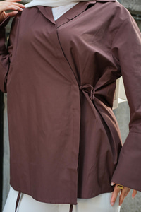 Yandan Bağlamalı Gömlek Kahverengi