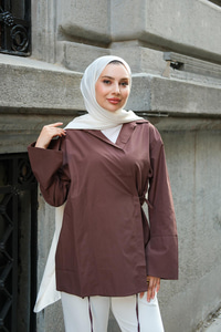 Yandan Bağlamalı Gömlek Kahverengi