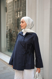 Yandan Bağlamalı Gömlek Koyu Lacivert