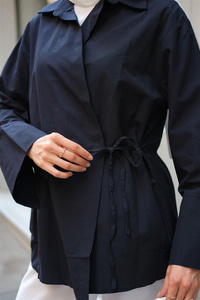 Yandan Bağlamalı Gömlek Koyu Lacivert