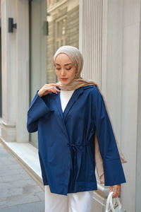 Yandan Bağlamalı Gömlek Lacivert