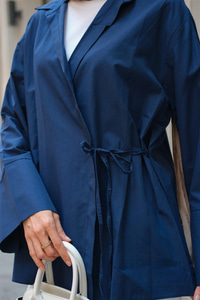 Yandan Bağlamalı Gömlek Lacivert