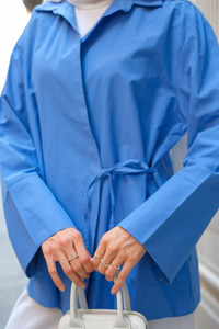 Yandan Bağlamalı Gömlek Mavi