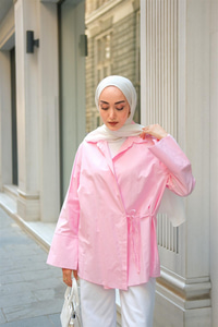 Yandan Bağlamalı Gömlek Pembe