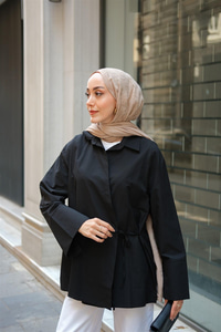 Yandan Bağlamalı Gömlek Siyah