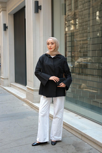 Yandan Bağlamalı Gömlek Siyah