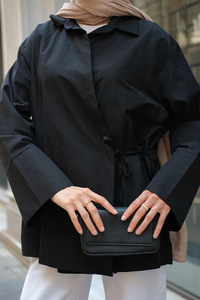 Yandan Bağlamalı Gömlek Siyah