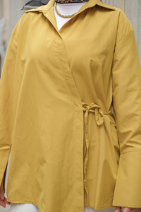 Yandan Bağlamalı Gömlek Yağ Yeşil