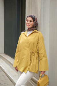 Yandan Bağlamalı Gömlek Yağ Yeşil