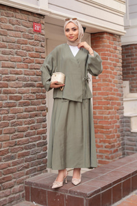 Yandan Bağlamalı Modal Takım Haki Yeşil