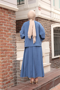 Yandan Bağlamalı Modal Takım İndigo Mavi