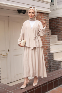 Yandan Bağlamalı Modal Takım Krem