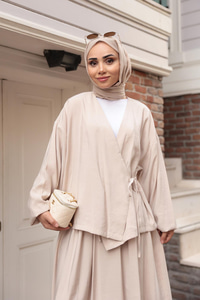 Yandan Bağlamalı Modal Takım Krem