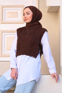 Yandan Bağlamalı Örme Süveter  Acı Kahve
