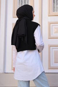 Yandan Bağlamalı Örme Süveter  Siyah