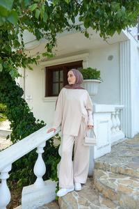 Yandan Bağlamalı Takım Bej