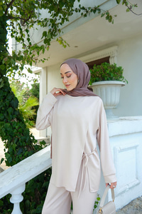 Yandan Bağlamalı Takım Bej