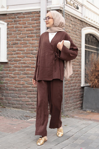 Yandan Bağlamalı Takım Kahverengi