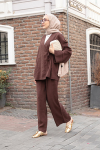 Yandan Bağlamalı Takım Kahverengi