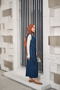 Yandan Bağlamalı V Detaylı Kot Jile Lacivert