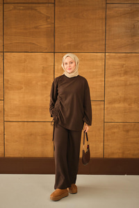 Yandan Biyeli İkili Takım Kahverengi