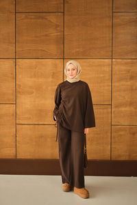 Yandan Biyeli İkili Takım Kahverengi