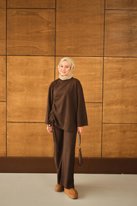 Yandan Biyeli İkili Takım Kahverengi