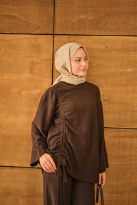 Yandan Biyeli İkili Takım Kahverengi