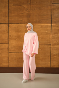 Yandan Biyeli İkili Takım Pembe