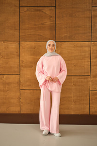 Yandan Biyeli İkili Takım Pembe