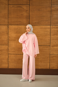 Yandan Biyeli İkili Takım Pembe