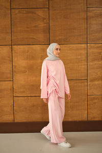 Yandan Biyeli İkili Takım Pembe