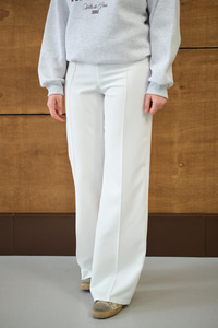 Yandan Çizgili Fermuar Detay Pantolon Beyaz