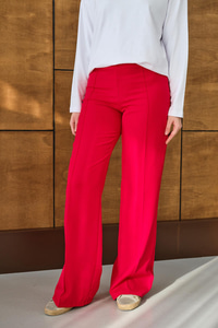 Yandan Çizgili Fermuar Detay Pantolon Kırmızı