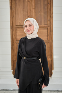 Yandan Dikişli Parça Detay Pantolonlu Takım Siyah