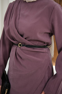 Yandan Dikişli Parça Detay Pantolonlu Takım Mürdüm