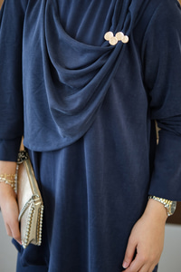 Yandan Düğme Detaylı Takım Lacivert