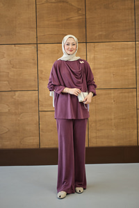 Yandan Düğme Detaylı Takım Mürdüm