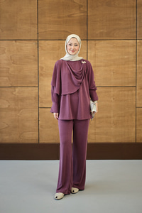 Yandan Düğme Detaylı Takım Mürdüm