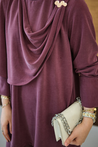 Yandan Düğme Detaylı Takım Mürdüm