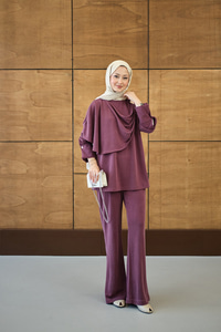 Yandan Düğme Detaylı Takım Mürdüm