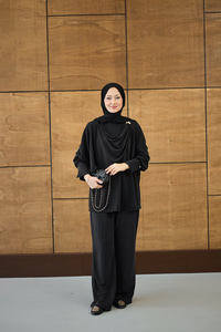 Yandan Düğme Detaylı Takım Siyah